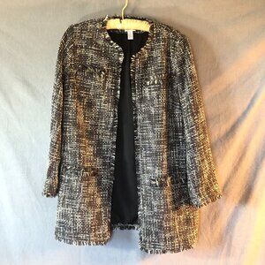 Chico's Tweed Fringe Blazer Jacket Size 1/med